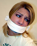 Stuffed cleave gag with layered tape with detective gag