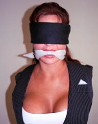 Blindfold Captive.    copyright bondage-babylon.com